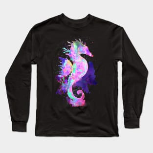 Magic Seahorse Space Nebula Long Sleeve T-Shirt